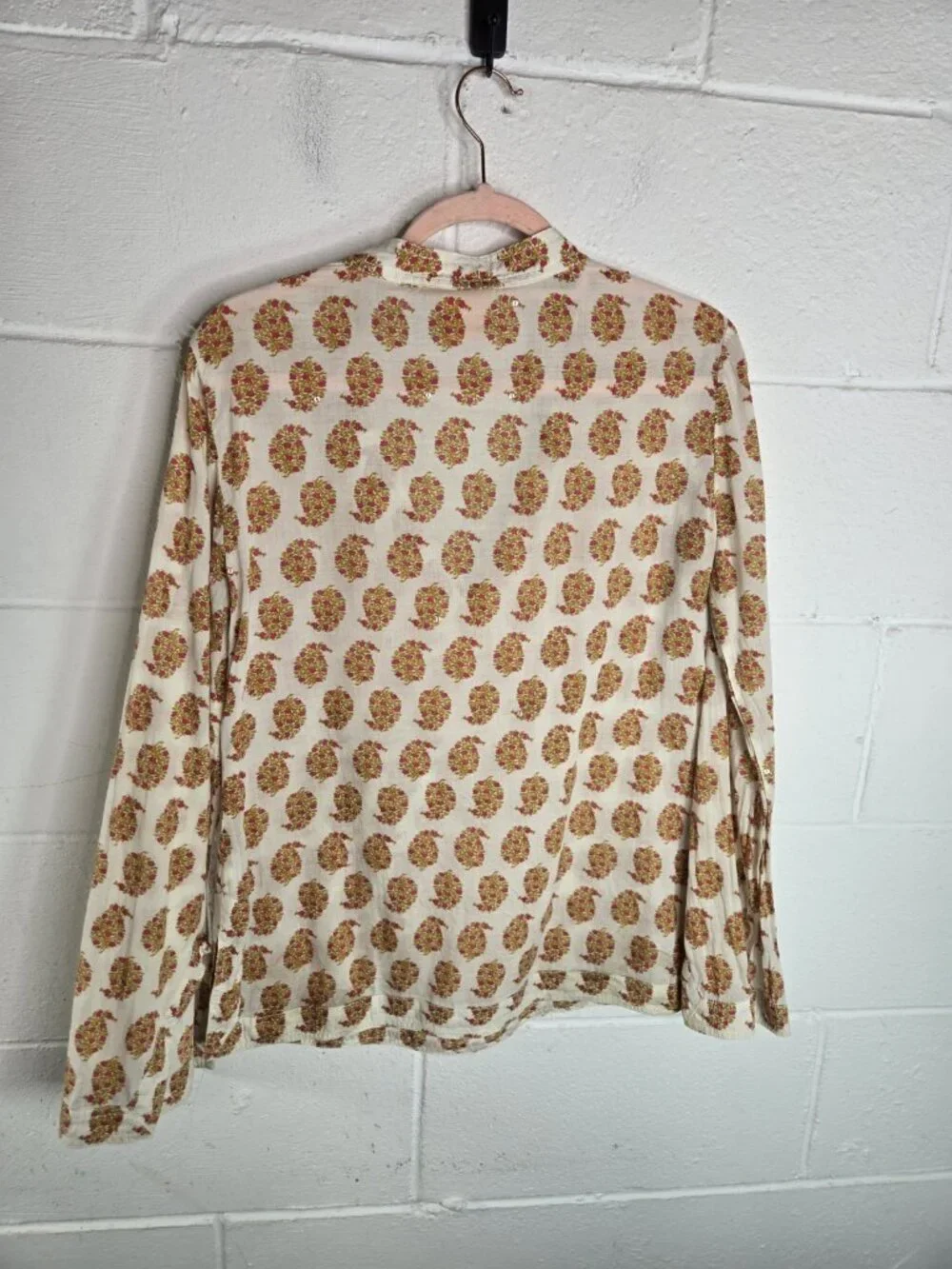 Tory Burch Indian Print Cotton Tunic Top Sequins